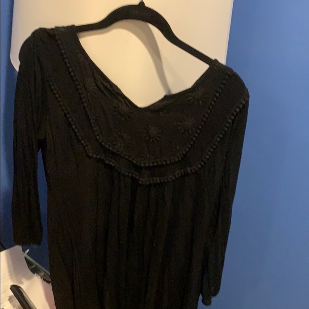 Black blouse with floral embellish